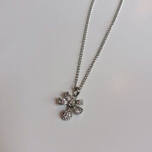 Silver coquette bow necklace